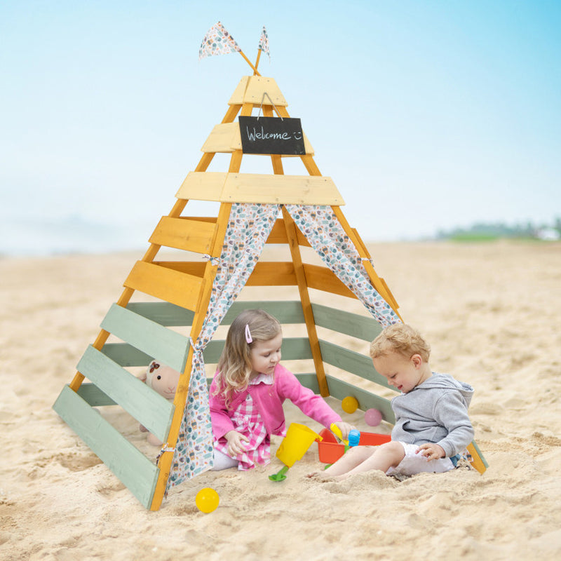 Triangle Hideaway Playhouse with Removable Chalkboard for Indoor and