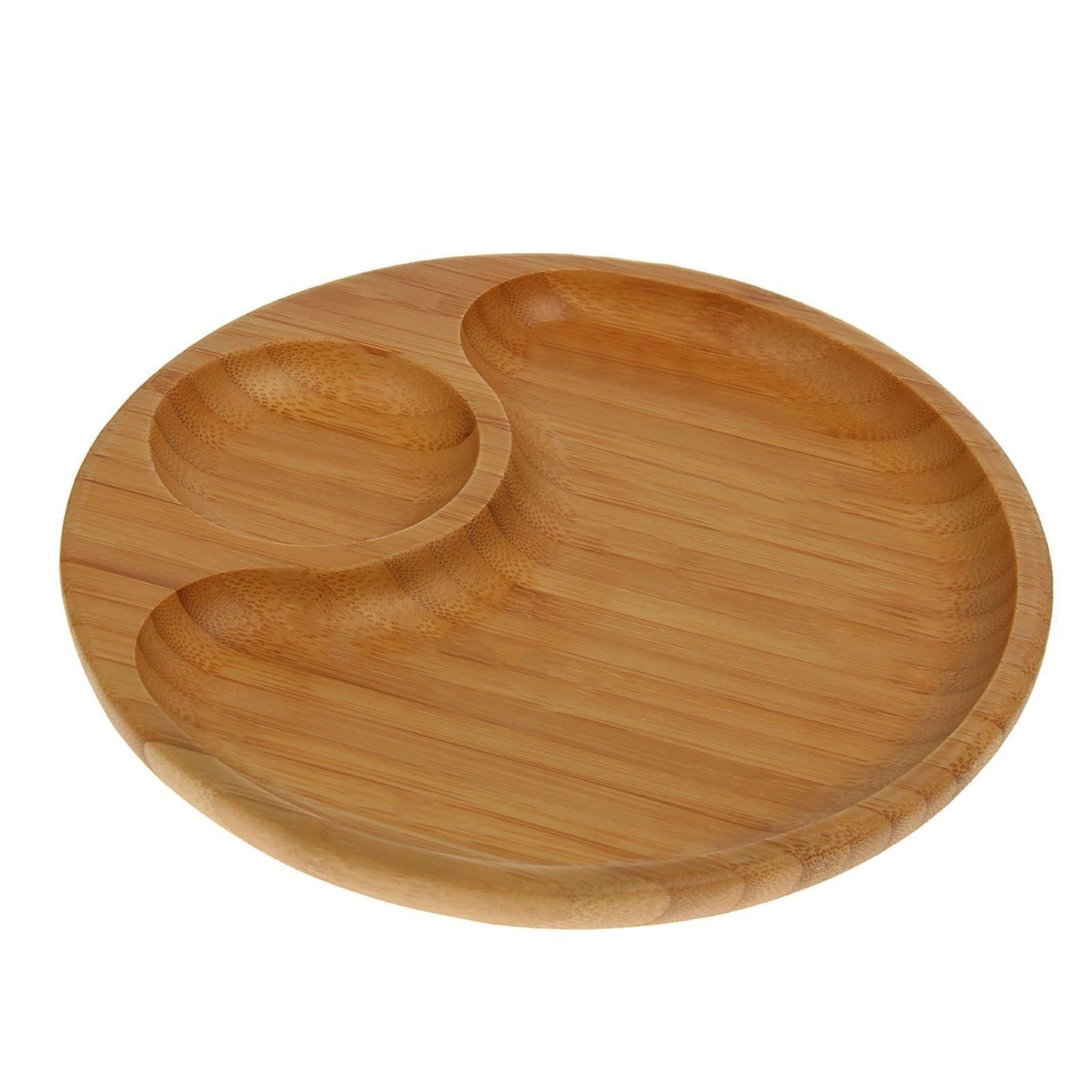 Bamboo Round 2 Section Platter 10" inch | For Appetizers / Barbecue /