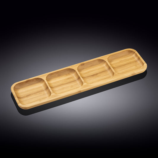 Bamboo Divided Dish 17" inch X 4.5" inch Bento box | 43 X 11.5 Cm