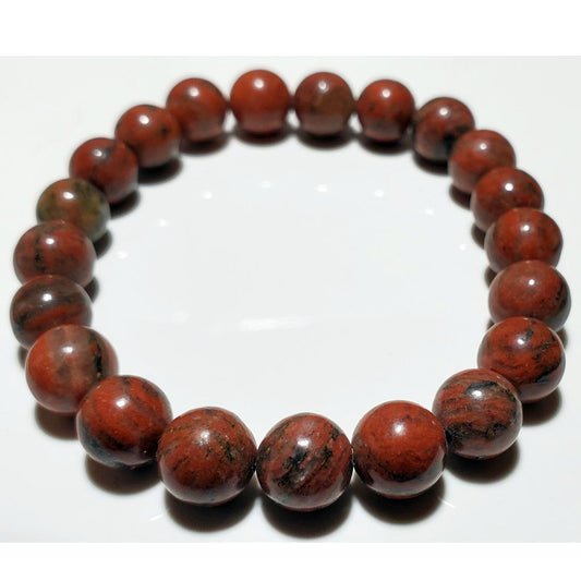 8mm Red Jasper Beaded Elastic Stretch Bracelet