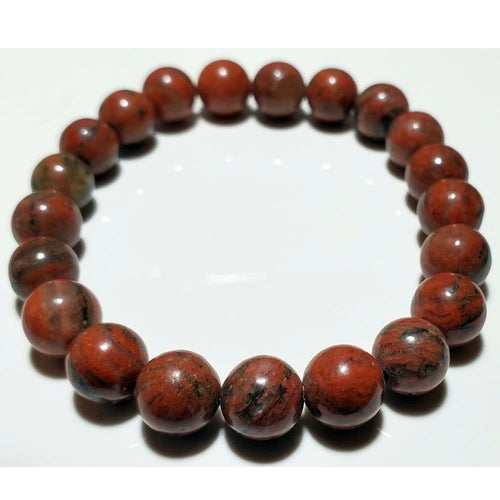 8mm Red Jasper Beaded Elastic Stretch Bracelet