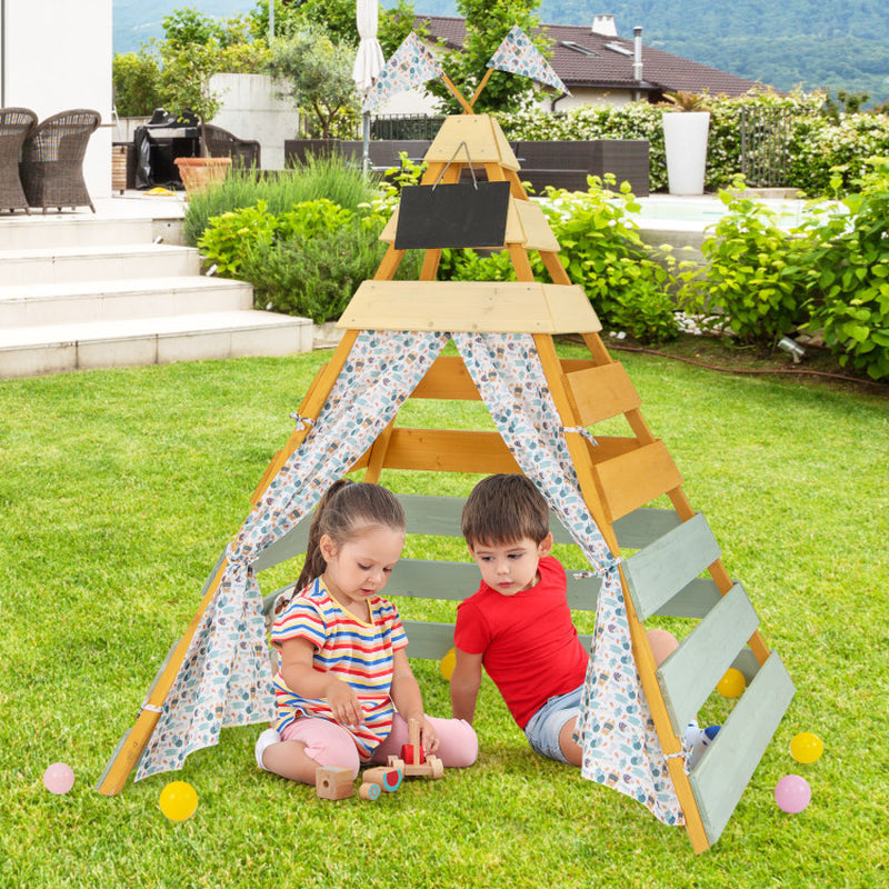 Triangle Hideaway Playhouse with Removable Chalkboard for Indoor and