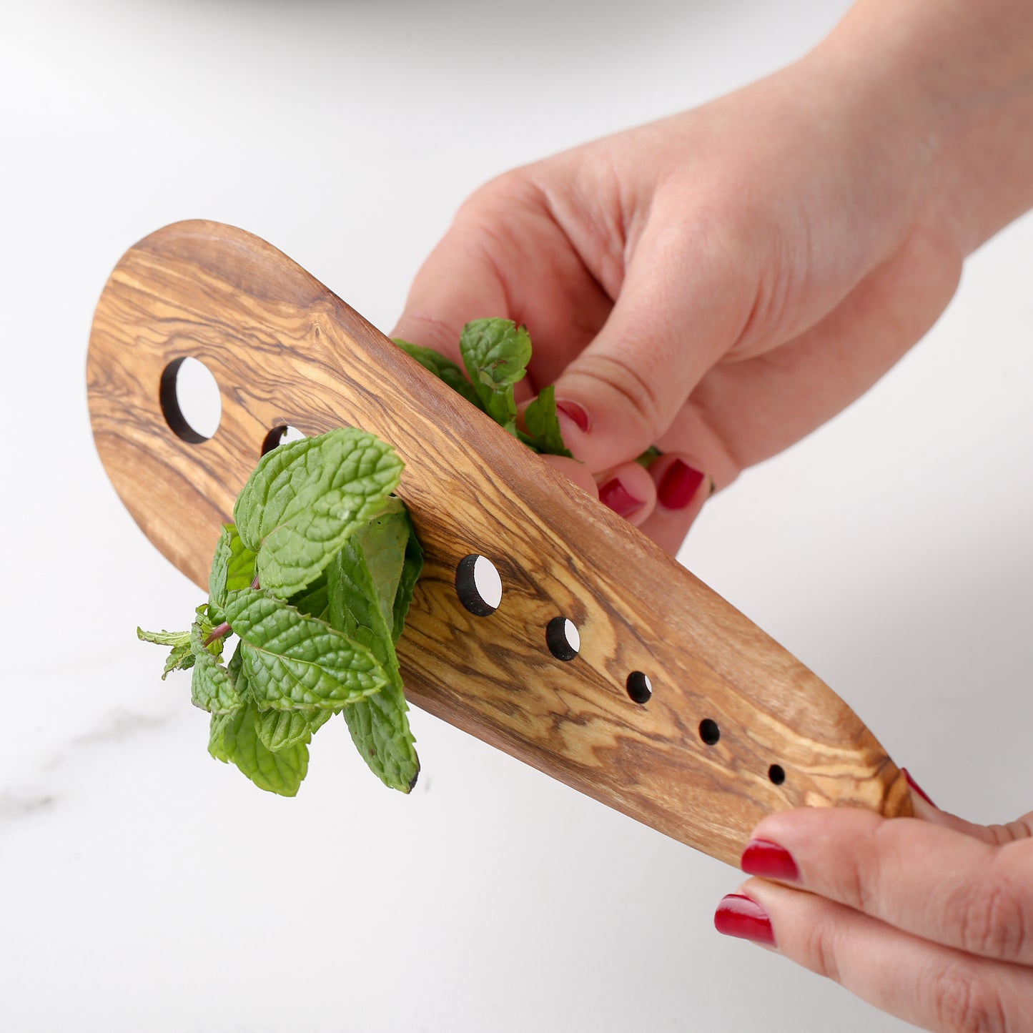 Handmade Olive Wood Herb Stripper | Eco-Friendly Cooking Accessory